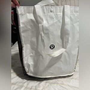 Lululemon White Tote Bag with Black Logo large